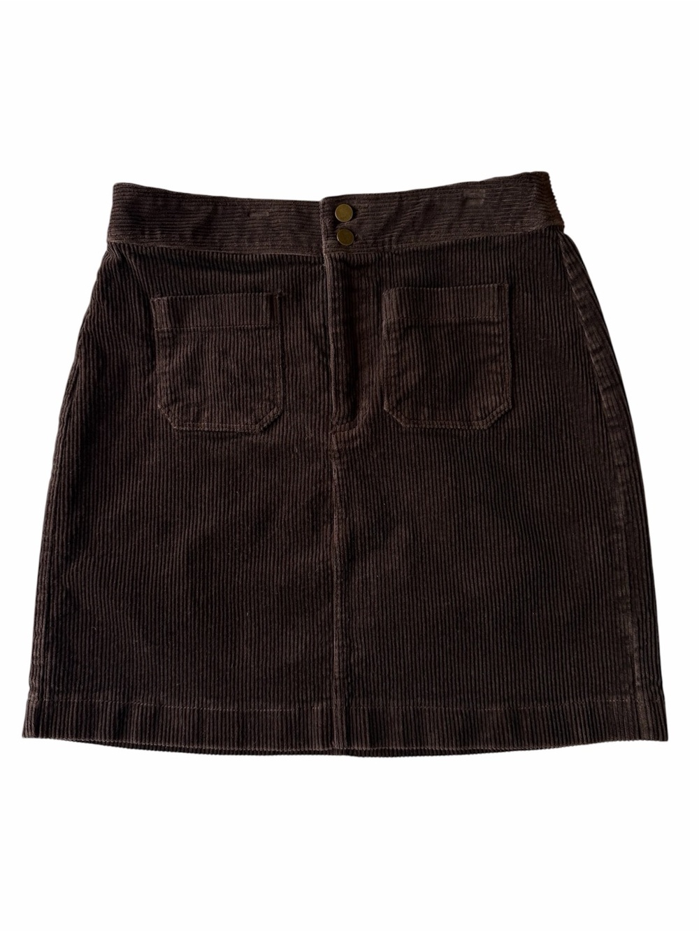 LOFT Brown Corduroy Mini Skirt with Front Patch Pockets